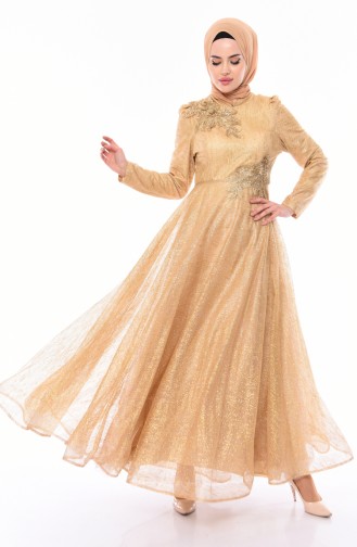 Silvery Evening Dress 5105-01 Gold 5105-01