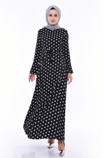 Polka Dot Belted Dress 5531-02 Black 5531-02