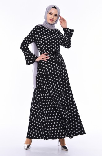 Polka Dot Belted Dress 5531-02 Black 5531-02