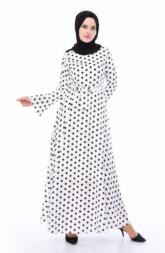 Polka Dot Belted Dress 5531-04 White 5531-04