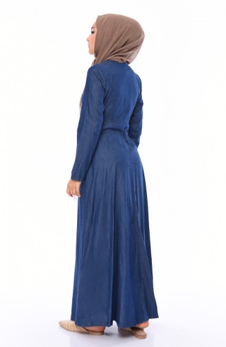 Besticktes Jeans Kleid 4037-01 Dunkelblau 4037-01