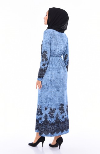 Blue Hijab Dress 60008-01
