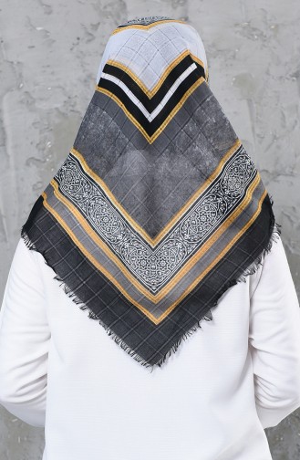 Patterned Woven Cotton Scarf 2248-06 Smoked Black 2248-06