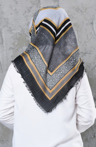 Patterned Woven Cotton Scarf 2248-06 Smoked Black 2248-06