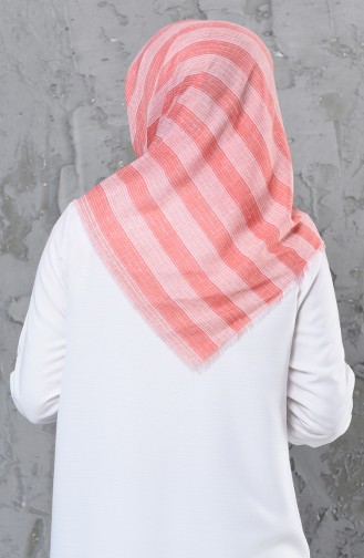 Striped Patterned Cotton Scarf 2251-03 Salmon 2251-03