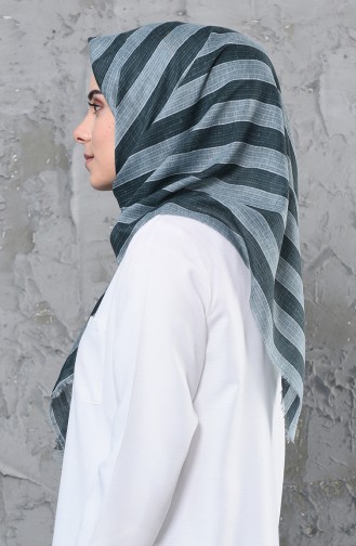 Striped Patterned Cotton Scarf 2251-06 Green 2251-06