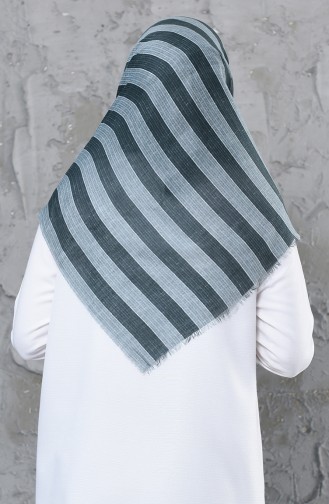 Striped Patterned Cotton Scarf 2251-06 Green 2251-06