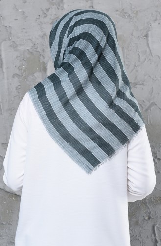 Striped Patterned Cotton Scarf 2251-06 Green 2251-06