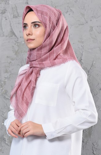 وشاح قطن بتصميم مخطط 2251-09 لون وردي داكن 2251-09