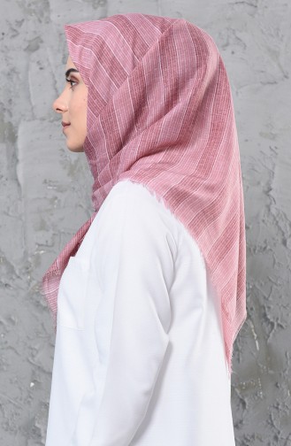 وشاح قطن بتصميم مخطط 2251-09 لون وردي داكن 2251-09