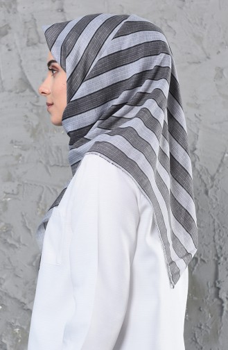 Striped Patterned Cotton Scarf 2251-15 Gray 2251-15
