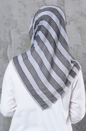 Striped Patterned Cotton Scarf 2251-15 Gray 2251-15