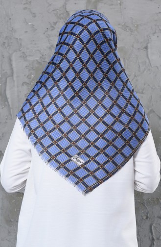 Patterned Flamed Cotton Scarf 901478-05 Baby Blue 901478-05