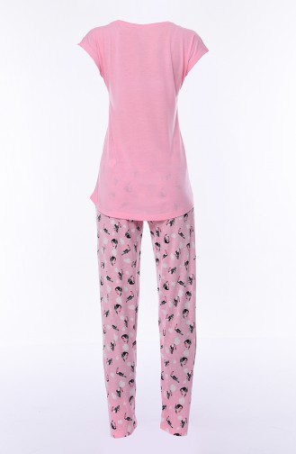 Bayan Kısa Kollu Pijama Takımı 810005-01 Pembe