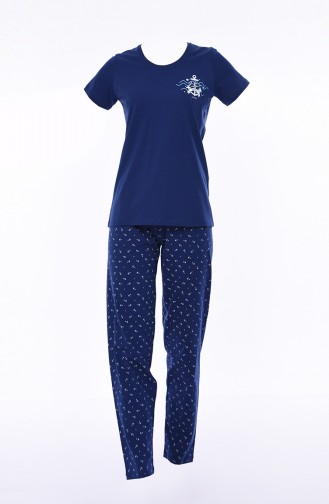 Bayan Kısa Kollu Pijama Takımı 901001-01 Lacivert 901001-01