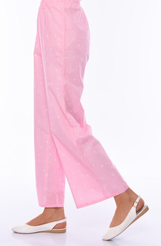 Patterned Summer Wide Leg Pants  25006H-01 Pink 25006H-01