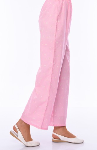 Patterned Summer Wide Leg Pants  25006H-01 Pink 25006H-01
