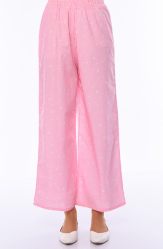 Patterned Summer Wide Leg Pants  25006H-01 Pink 25006H-01