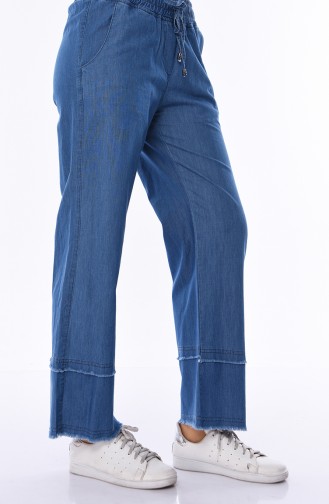 بنطال جينز بتفاصيل جيوب 8068-02 لون أزرق جينز 8068-02