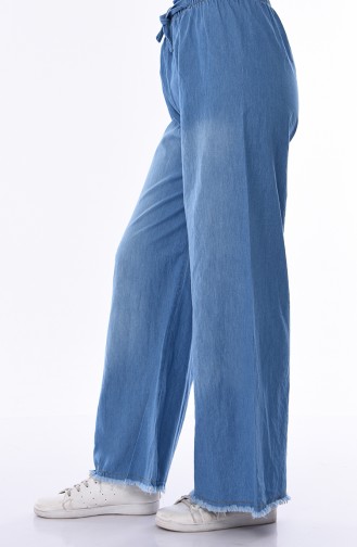 Tasseled Wide Leg Jeans Pants 1006-01 Blue Jeans 1006-01