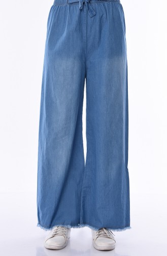 Tasseled Wide Leg Jeans Pants 1006-01 Blue Jeans 1006-01