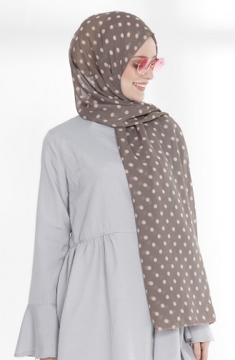 Puantiyeli Şifon Şal 15002-01 Gri Pembe