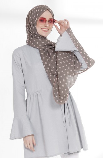 Polka Dot Chiffon Shawl 15002-01 Gray Pink 15002-01