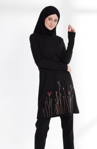 TUBANUR Embroidered Tunic 3050-01 Black 3050-01