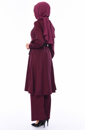 Belted Cape Pants Binary Suit  9035A-03 Plum 9035A-03