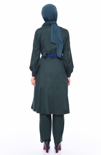 Belted Cape Pants Binary Suit 9035A-04 Emerald Green 9035A-04