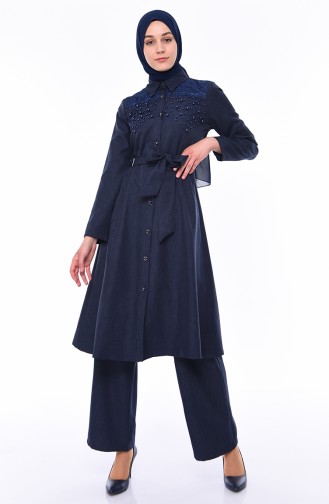 Pearl Tunic Pants Binary Suit 9036A-05 Navy Blue 9036A-05