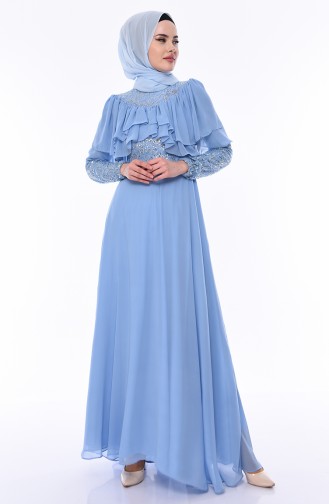 Sequined Evening Dress 12003-02 Blue 12003-02