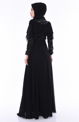 Black Hijab Evening Dress 12003-06