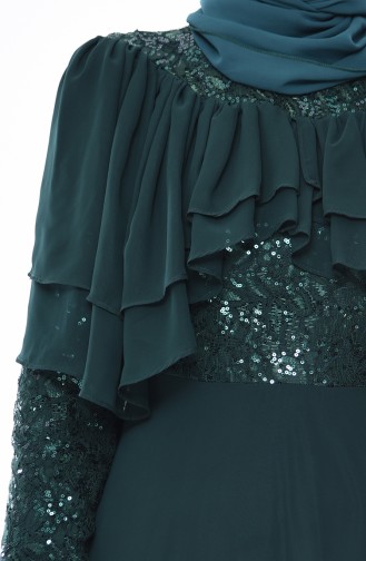 Sequined Evening Dress 12003-09 Emerald Green 12003-09