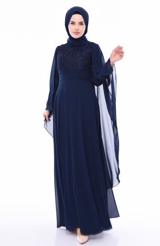 Lace Evening Dress 1603-03 Navy 1603-03