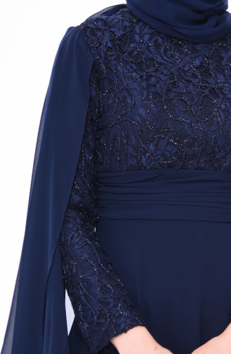 Lace Evening Dress Navy Blue 0014-01