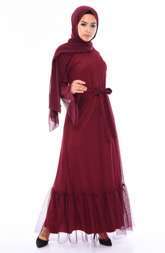 Claret Red Hijab Dress 81710-05