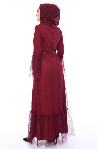 Claret Red Hijab Dress 81710-05