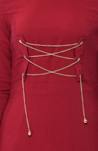 Eyelet Detail Dress  1198-03 Claret Red 1198-03