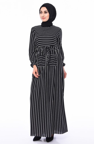 Striped Dress 1039-02 Black 1039-02