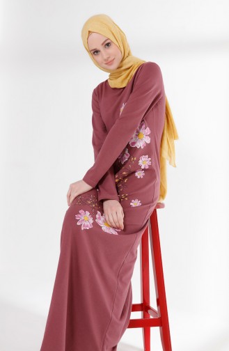 Robe İmprimée de Fleurs 5041-05 Rose Pâle 5041-05