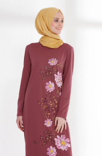 Robe İmprimée de Fleurs 5041-05 Rose Pâle 5041-05