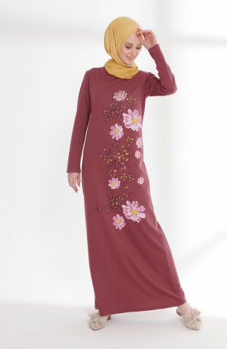 Robe İmprimée de Fleurs 5041-05 Rose Pâle 5041-05