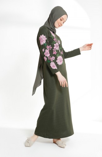 Printed Two Yarn Dress5021-08 Khaki 5021-08