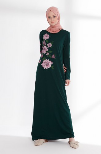 Printed Two Yarn Dress 5021-12 Emerald Green 5021-12