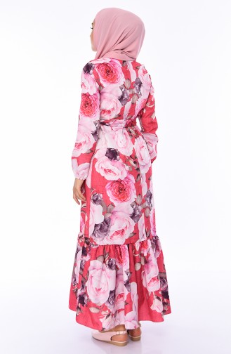 Rot Hijab Kleider 5010-05