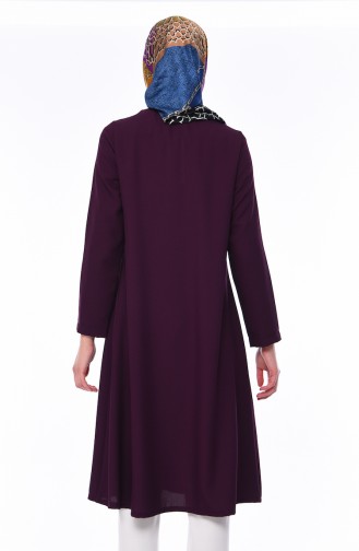 Tie Collar Long Tunic 2374-02 Purple 2374-02