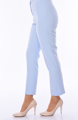 Buttoned Straight Leg Pants 1102-19 Baby Blue 1102-19