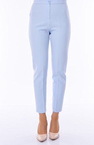 Buttoned Straight Leg Pants 1102-19 Baby Blue 1102-19