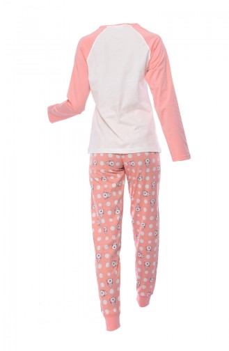 Bayan Uzun Kollu Pijama Takımı 802131-02 Somon